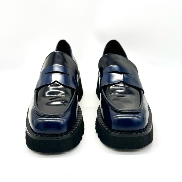 Michele Lopriore BRENDA Women’s Blue Black Leather Loafer Women’s Size:38 (US 8) - Picture 1 of 7